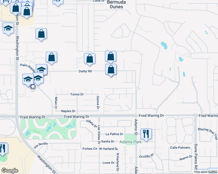 map of restaurants, bars, coffee shops, grocery stores, and more near 78860 Zenith Way in La Quinta