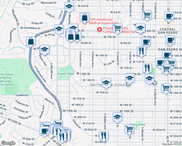 map of restaurants, bars, coffee shops, grocery stores, and more near 1239 South Patton Avenue in Los Angeles