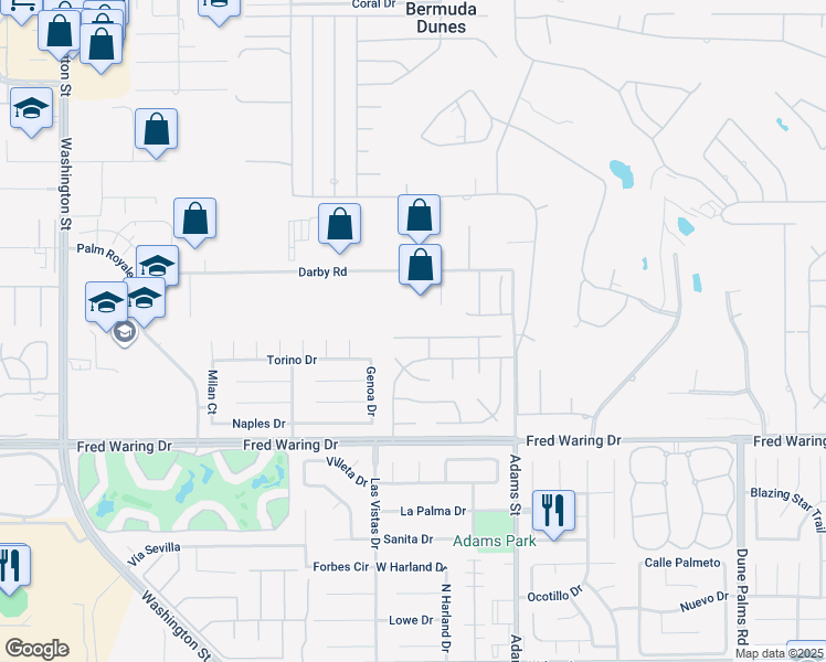 map of restaurants, bars, coffee shops, grocery stores, and more near 78860 Zenith Way in La Quinta