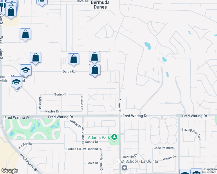 map of restaurants, bars, coffee shops, grocery stores, and more near 78940 Zenith Way in La Quinta