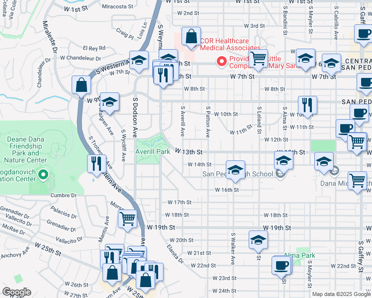 map of restaurants, bars, coffee shops, grocery stores, and more near 1378 West 13th Street in Los Angeles