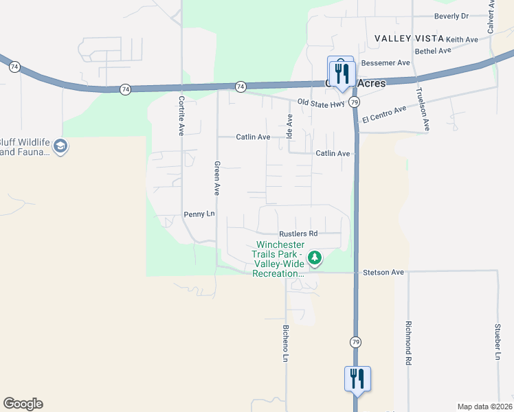map of restaurants, bars, coffee shops, grocery stores, and more near 26757 Franklin Avenue in Winchester