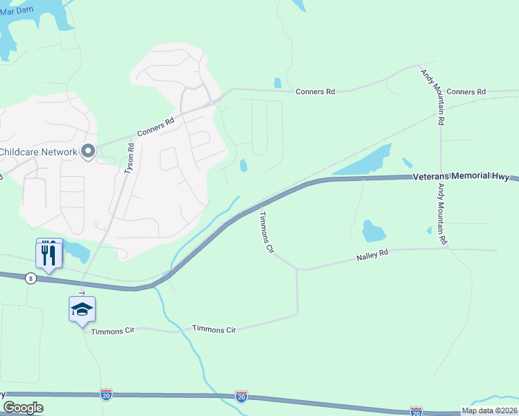 map of restaurants, bars, coffee shops, grocery stores, and more near 9081 U.S. 78 in Villa Rica