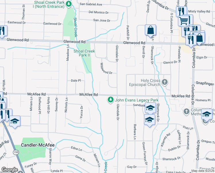 map of restaurants, bars, coffee shops, grocery stores, and more near 1973 Crestmoore Drive in Decatur