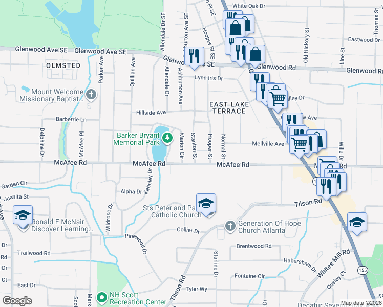 map of restaurants, bars, coffee shops, grocery stores, and more near 1991 Stanton Street in Decatur
