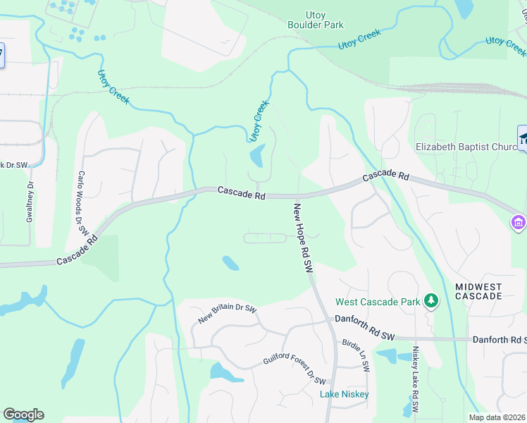 map of restaurants, bars, coffee shops, grocery stores, and more near 4750 Cascade Road in Atlanta
