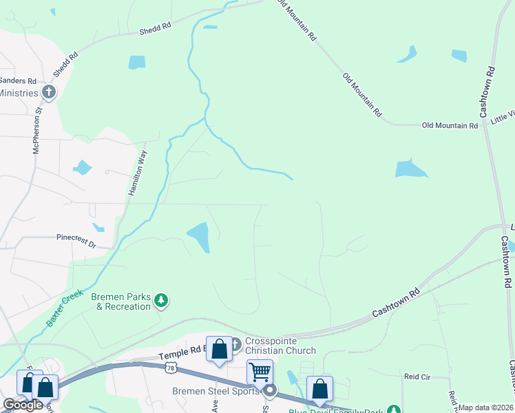 map of restaurants, bars, coffee shops, grocery stores, and more near 926 Cherokee Drive in Bremen