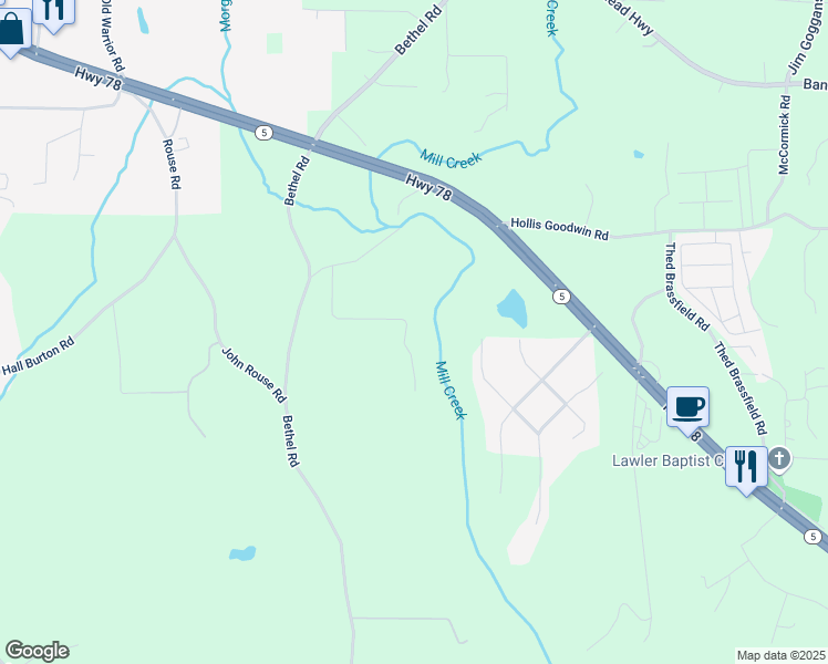 map of restaurants, bars, coffee shops, grocery stores, and more near 7571 Chloie Drive in Dora