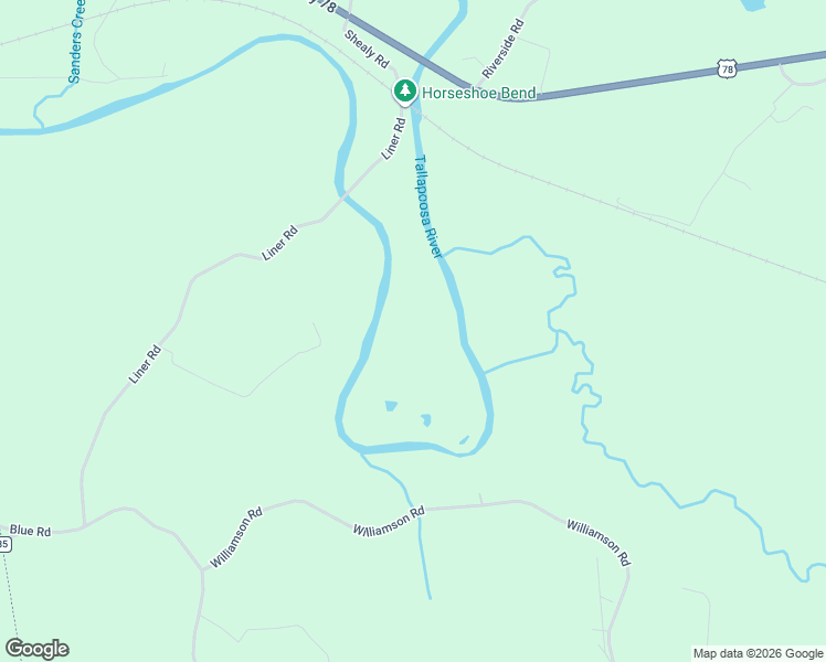 map of restaurants, bars, coffee shops, grocery stores, and more near 702 Liner Road in Tallapoosa