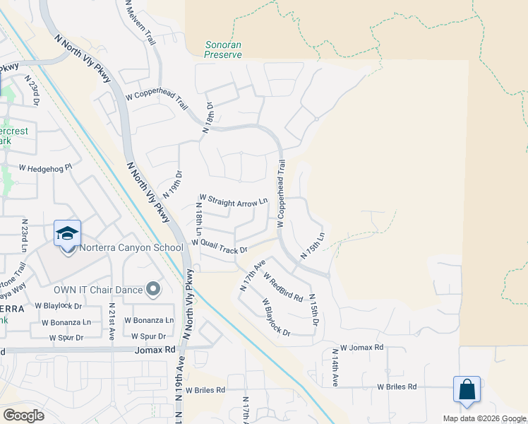 map of restaurants, bars, coffee shops, grocery stores, and more near 27312 North 16th Lane in Phoenix