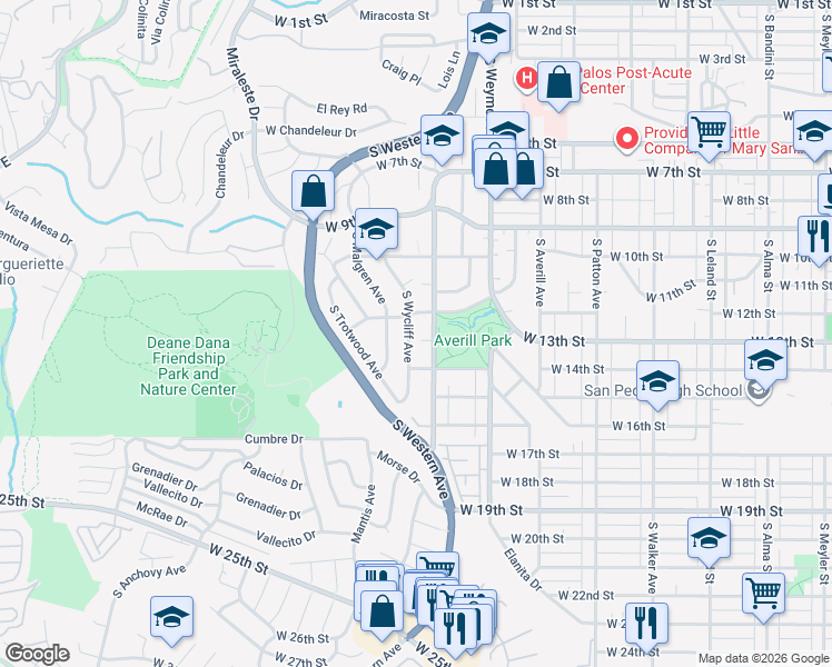 map of restaurants, bars, coffee shops, grocery stores, and more near 1218 South Wycliff Avenue in Los Angeles