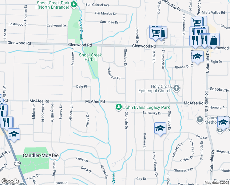 map of restaurants, bars, coffee shops, grocery stores, and more near 1973 Crestmoore Drive in Decatur