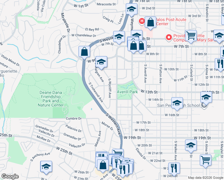 map of restaurants, bars, coffee shops, grocery stores, and more near 1218 South Wycliff Avenue in Los Angeles