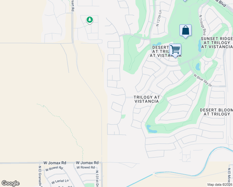 map of restaurants, bars, coffee shops, grocery stores, and more near 13052 West Mine Trail in Peoria