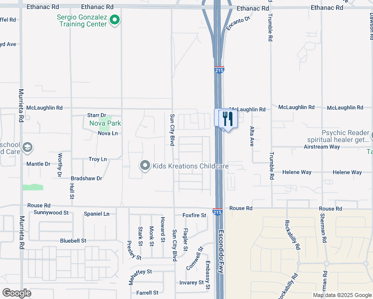map of restaurants, bars, coffee shops, grocery stores, and more near 27824 Invitation Drive in Menifee