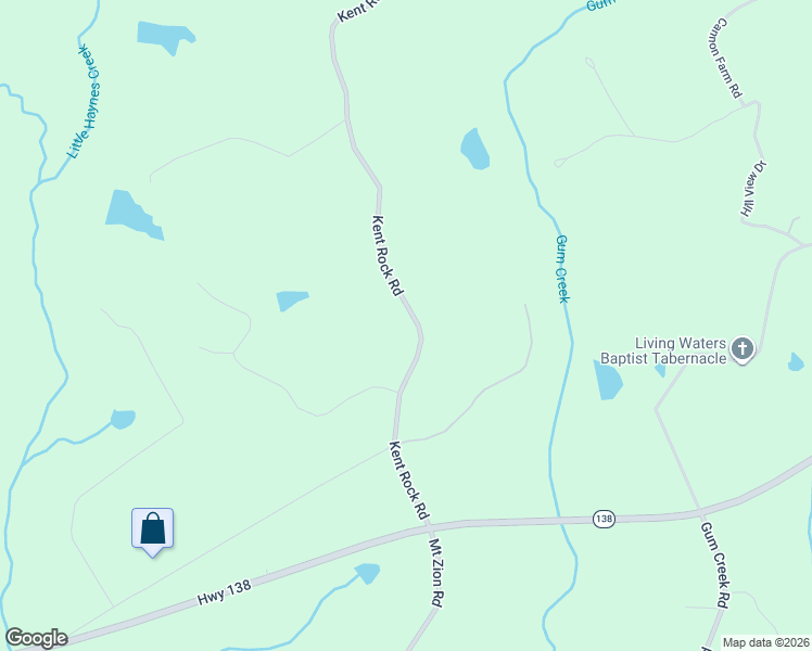 map of restaurants, bars, coffee shops, grocery stores, and more near 257 Kent Rock Road in Loganville