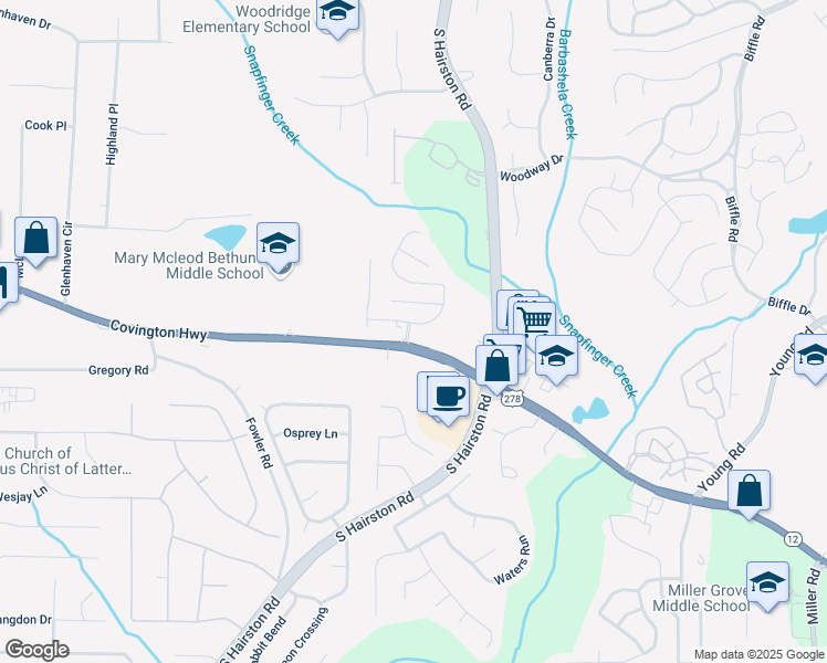map of restaurants, bars, coffee shops, grocery stores, and more near 2152 Lenox Avenue in Decatur