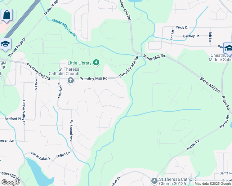 map of restaurants, bars, coffee shops, grocery stores, and more near 5404 Steeple Chase in Douglasville