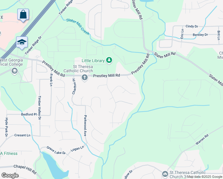 map of restaurants, bars, coffee shops, grocery stores, and more near 5480 Steeple Chase in Douglasville
