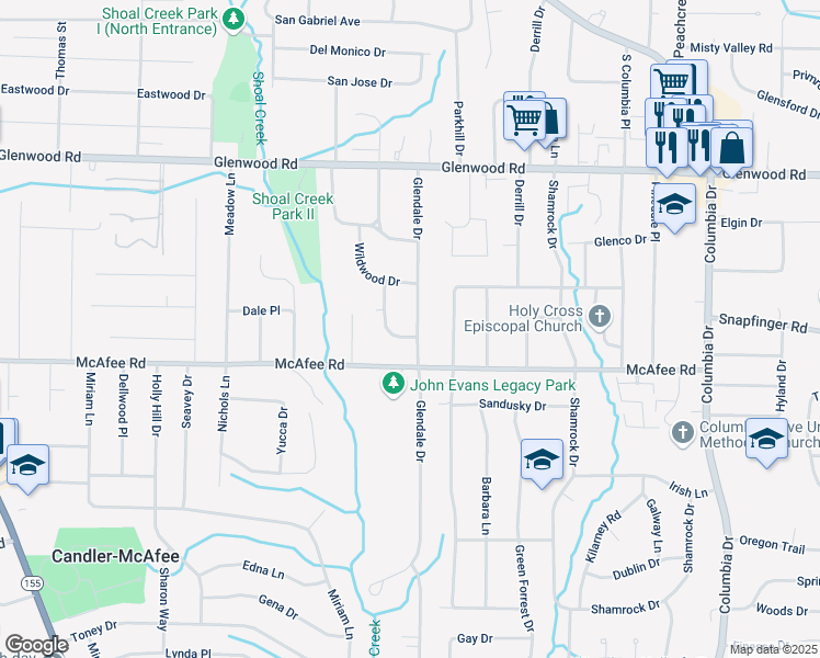 map of restaurants, bars, coffee shops, grocery stores, and more near 1973 Glendale Drive in Decatur