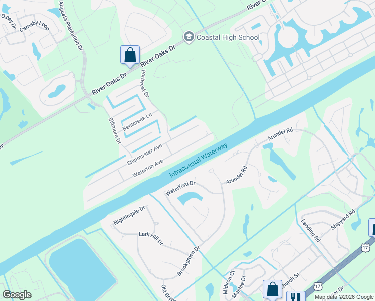 map of restaurants, bars, coffee shops, grocery stores, and more near 903 Waterton Avenue in Myrtle Beach