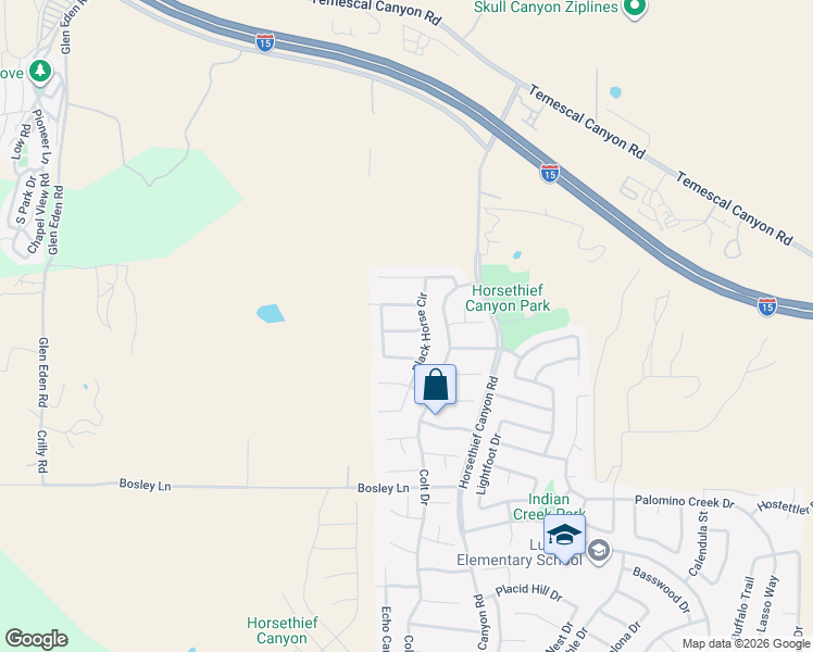 map of restaurants, bars, coffee shops, grocery stores, and more near 13101 Waterwheel Drive in Corona