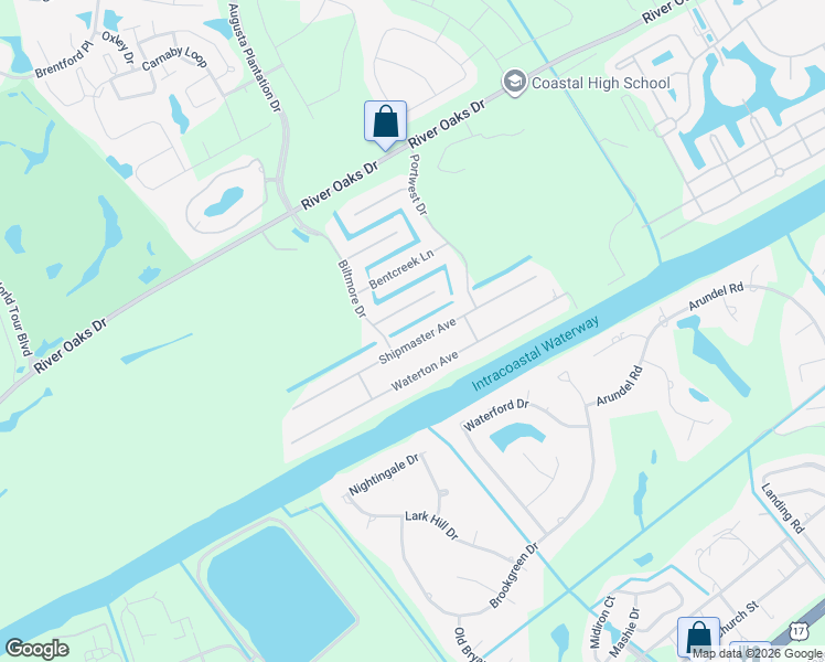 map of restaurants, bars, coffee shops, grocery stores, and more near 1108 Bluffton Court in Myrtle Beach