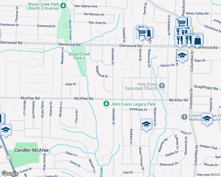 map of restaurants, bars, coffee shops, grocery stores, and more near 1973 Glendale Drive in Decatur