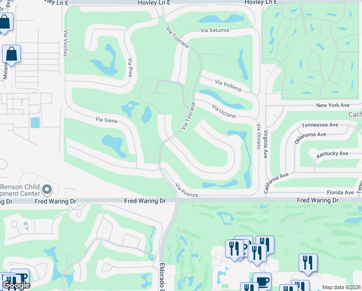 map of restaurants, bars, coffee shops, grocery stores, and more near 76056 Via Chianti in Indian Wells