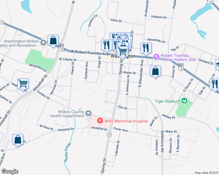 map of restaurants, bars, coffee shops, grocery stores, and more near 108 Wills Memorial Drive in Washington