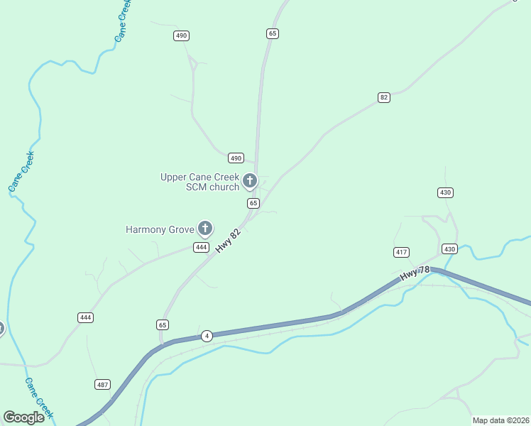 map of restaurants, bars, coffee shops, grocery stores, and more near 10 County Road 82 in Fruithurst