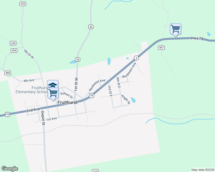 map of restaurants, bars, coffee shops, grocery stores, and more near 16465 U.S. 78 in Fruithurst