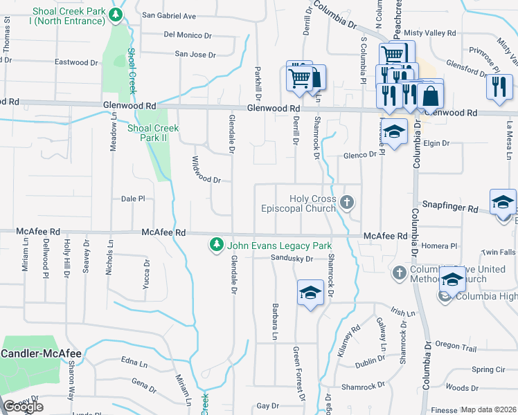 map of restaurants, bars, coffee shops, grocery stores, and more near 1951 Rosewood Road in Decatur