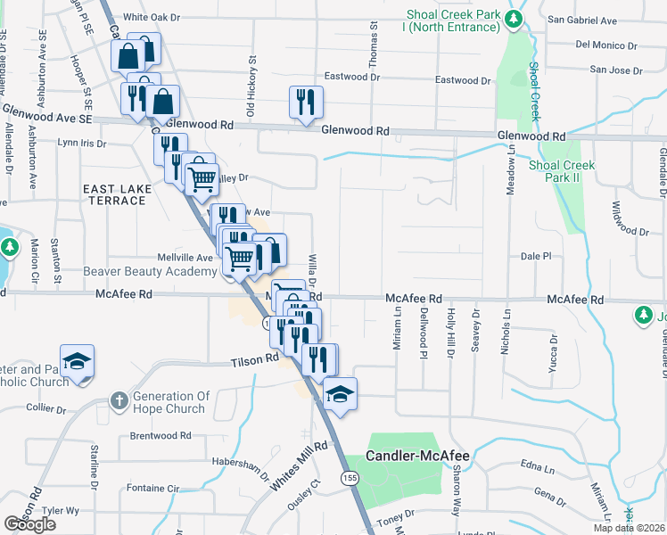 map of restaurants, bars, coffee shops, grocery stores, and more near 1979 Don Juan Lane in Decatur