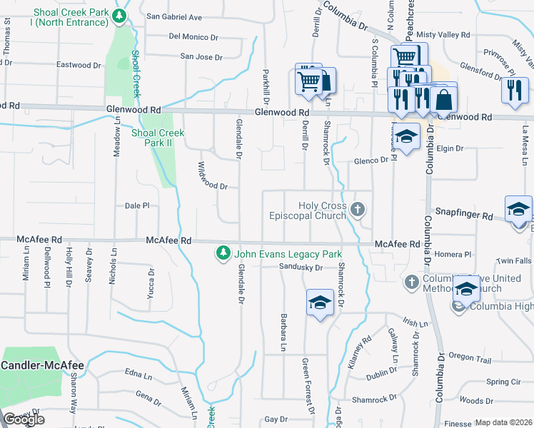 map of restaurants, bars, coffee shops, grocery stores, and more near 1951 Rosewood Road in Decatur