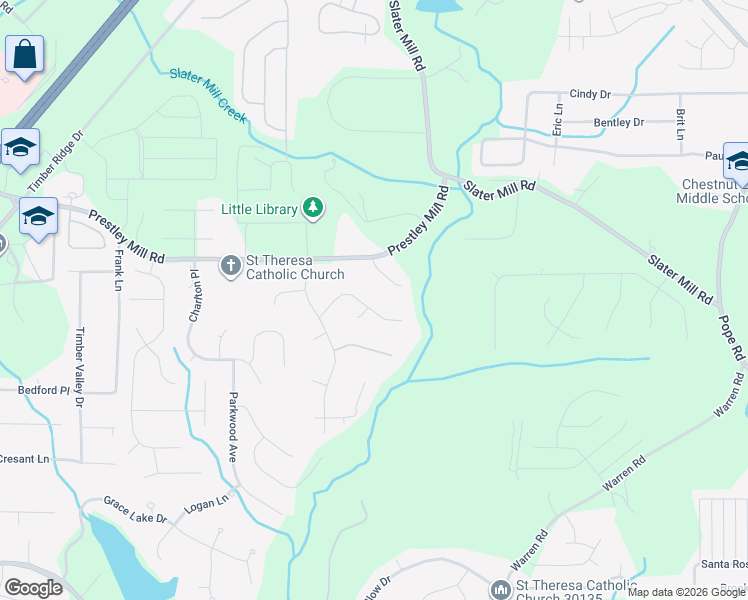 map of restaurants, bars, coffee shops, grocery stores, and more near 9115 Saddlebrook Court in Douglasville