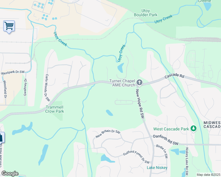 map of restaurants, bars, coffee shops, grocery stores, and more near 4800 Cascade Road in Atlanta