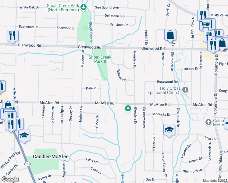 map of restaurants, bars, coffee shops, grocery stores, and more near 1969 Shannon Ridge Court in Decatur