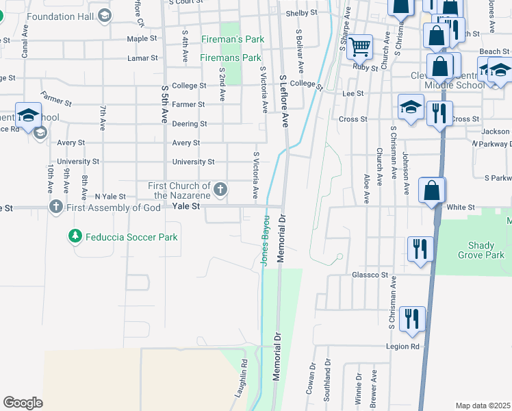 map of restaurants, bars, coffee shops, grocery stores, and more near 899 South Victoria Avenue in Cleveland