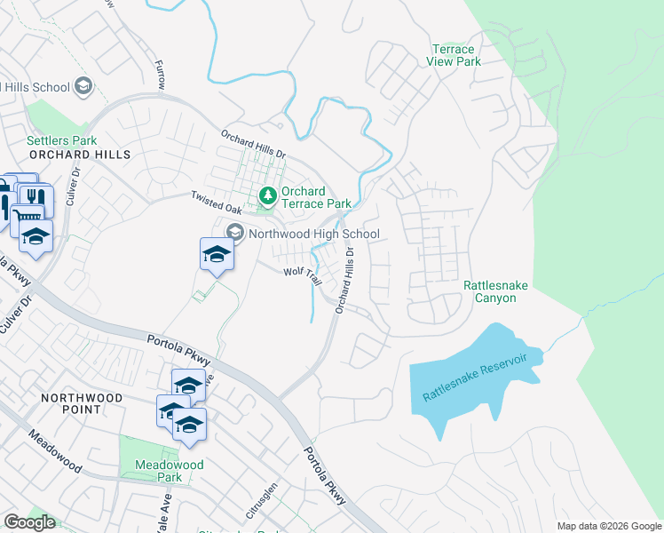 map of restaurants, bars, coffee shops, grocery stores, and more near 164 Stallion in Irvine