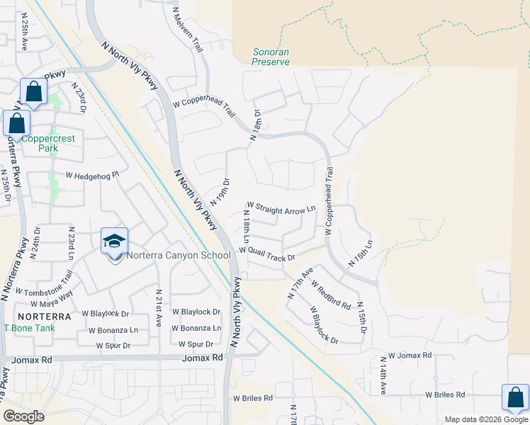 map of restaurants, bars, coffee shops, grocery stores, and more near 1816 West Straight Arrow Lane in Phoenix