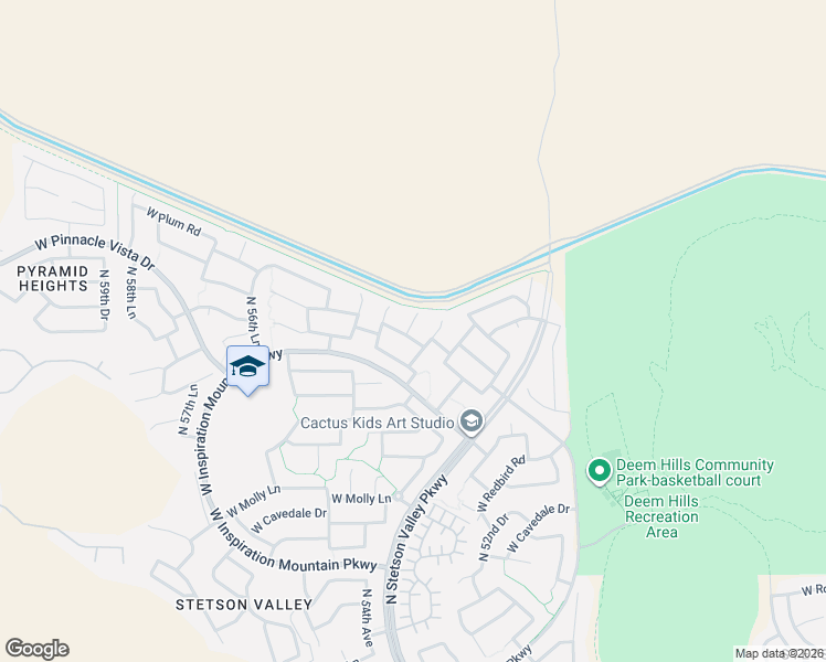 map of restaurants, bars, coffee shops, grocery stores, and more near 27425 North 54th Drive in Phoenix
