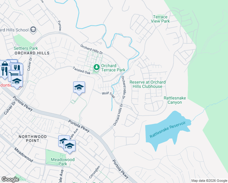 map of restaurants, bars, coffee shops, grocery stores, and more near 144 Stallion in Irvine
