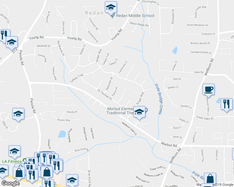 map of restaurants, bars, coffee shops, grocery stores, and more near 1934 Patton Place in Lithonia