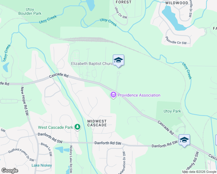 map of restaurants, bars, coffee shops, grocery stores, and more near 4275 Cascade Road in Atlanta