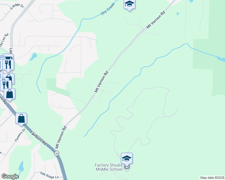 map of restaurants, bars, coffee shops, grocery stores, and more near 2458 Arlington Court in Lithia Springs