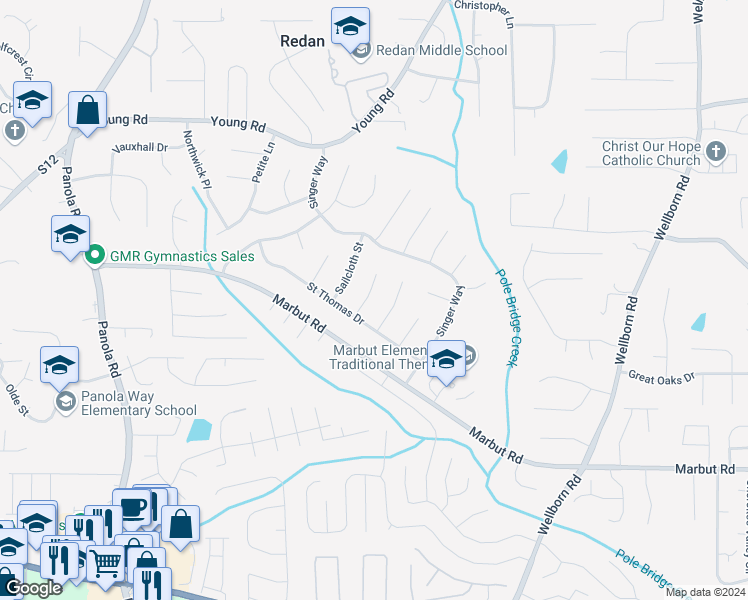 map of restaurants, bars, coffee shops, grocery stores, and more near 1934 Patton Place in Lithonia