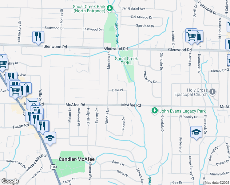 map of restaurants, bars, coffee shops, grocery stores, and more near 2935 Dale Place in Decatur