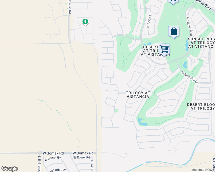 map of restaurants, bars, coffee shops, grocery stores, and more near 13052 West Mine Trail in Peoria