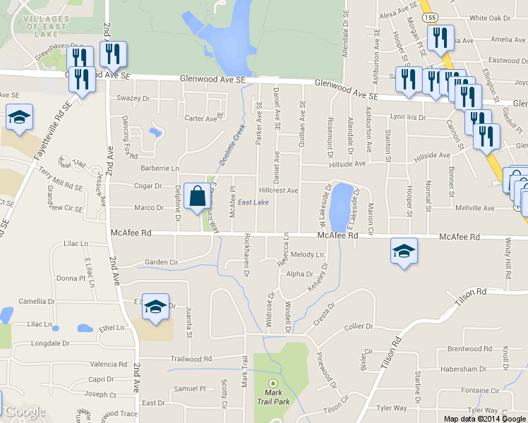map of restaurants, bars, coffee shops, grocery stores, and more near 670 Parker Avenue in Decatur